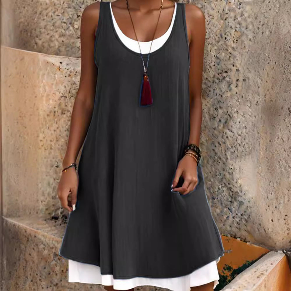 🌈✨【Summer New🔥】【S-5XL】2025 Summer New Fashion Simplu Casual Vestă largi Rochie fără mâneci 