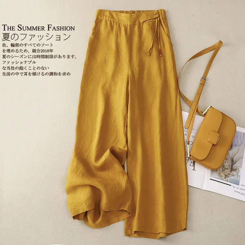 🔥✨【M-3XL】Nuevos pantalones casuales de pierna ancha de talle alto para mujer, ideales para el verano: ligeros y transpirables.