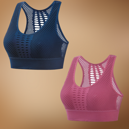 ✨【2 piezas】Sujetador deportivo transpirable con cortes y sin aros para mujer, talla grande 【M~3XL】