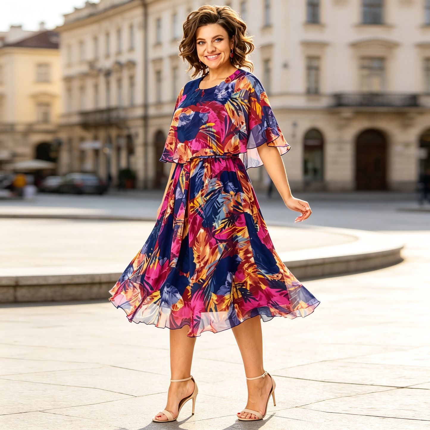 【S-5XL】Vestido de malla estampado: corte ajustado, favorecedor y fácil de combinar.
