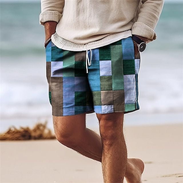 😎🎉【Novedad de verano🔥】Pantalones cortos de hombre con estampado multicolor y estilo elegante: holgados y casuales.