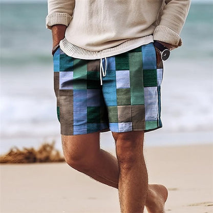 😎🎉【Novedad de verano🔥】Pantalones cortos de hombre con estampado multicolor y estilo elegante: holgados y casuales.