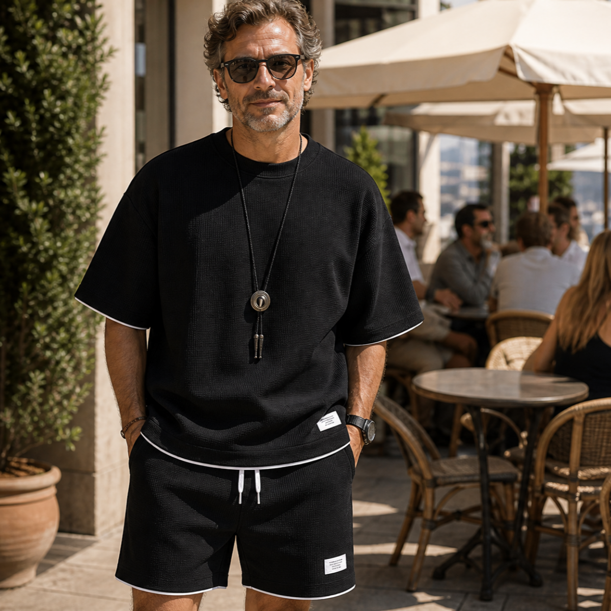 🔥😎【¡Novedad!✨】【Camiseta + Pantalones cortos】Conjunto deportivo transpirable para hombre, elegante y casual, ideal para el verano.