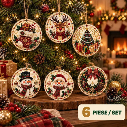🎄 Súprava 6 vianočných ozdôb na vlastnoručné vytvorenie (diamantové maľovanie) – kreatívny projekt pre celú rodinu, ideálny na stromček, do okna či ako darček!