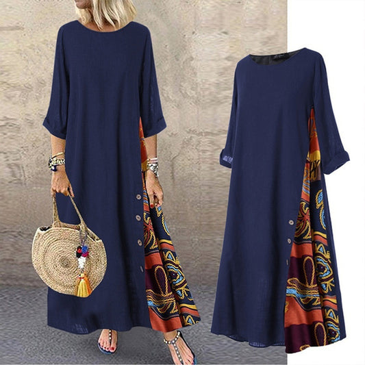 ✨💕【Oferte speciale de vară🔥】【M-5XL】 Noua rochie elegantă retro casual imprimată 2025