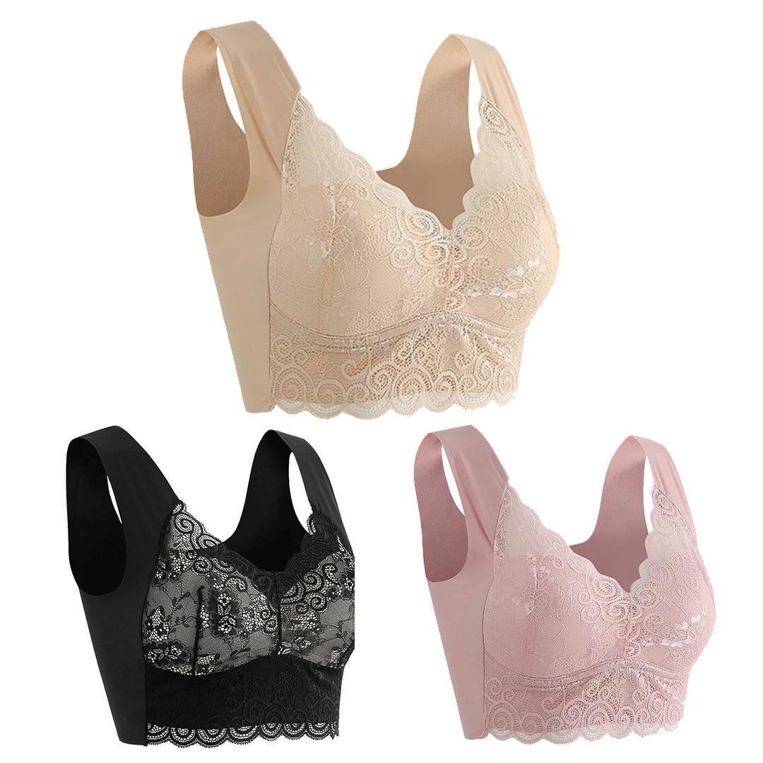 👙💖【Пакет от 3】【M-5XL】Нов дамски удобен и дишащ сутиен, красива и удобна дантела
