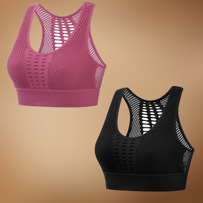 ✨【2 piezas】Sujetador deportivo transpirable con cortes y sin aros para mujer, talla grande 【M~3XL】