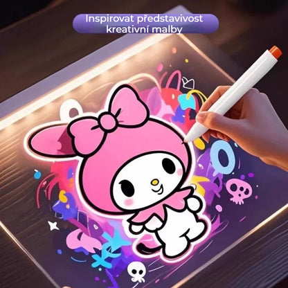 🎨💡✏️ Świecąca tablica do rysowania dla dzieci - ręcznie robiona, DIY Graffiti, zmazywalna, edukacyjna fluorescencyjna tablica do rysowania.