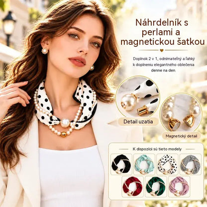 🔥✨【Špeciálna ponuka✨】Francúzsky vintage perlový náhrdelník a šatka - štýlové a elegantné