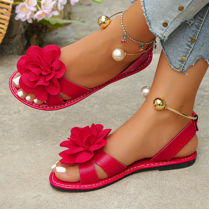 🌈🌺【Oferta especial✨】Nuevas sandalias planas florales de perlas de moda para verano
