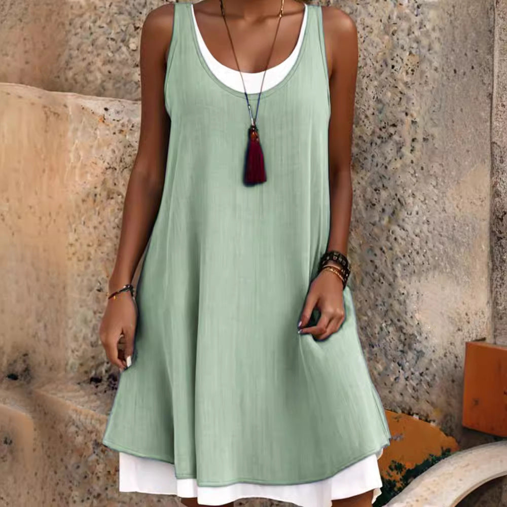 🌈✨【Summer New🔥】【S-5XL】2025 Summer New Fashion Simplu Casual Vestă largi Rochie fără mâneci 