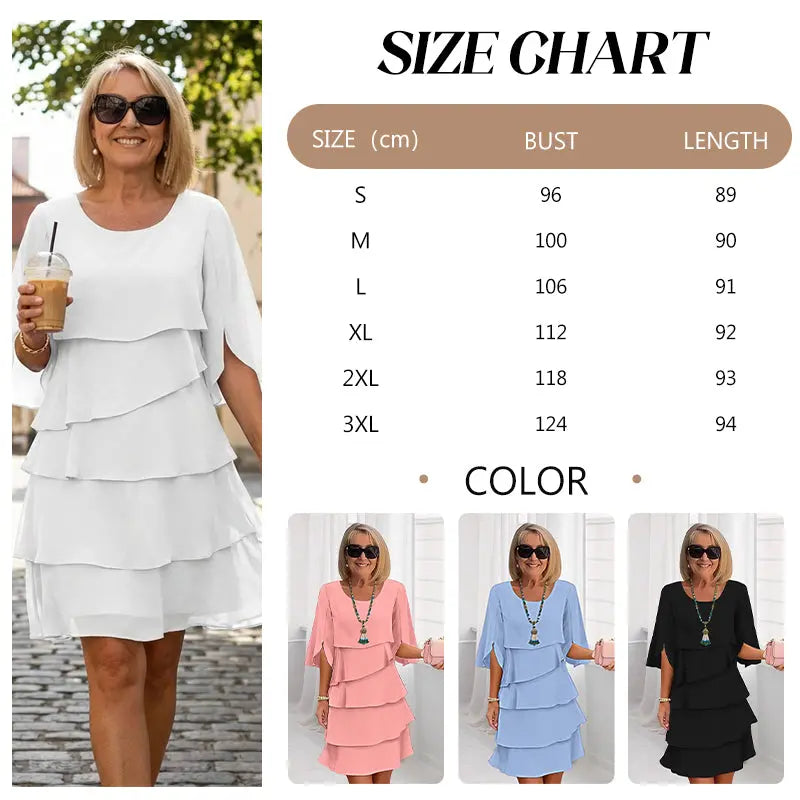 【S-3XL】Elegancka, wielowarstwowa sukienka z falbankami na mankietach, stylowa i wyrafinowana💃