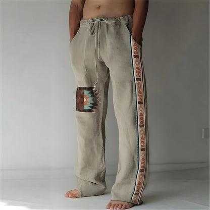 ✨👖【🌈Ograničene zalihe】 【S-6XL】😍 Muške uske pamučne i lanene hlače velikog broja, ležerni, široki boemski stil 