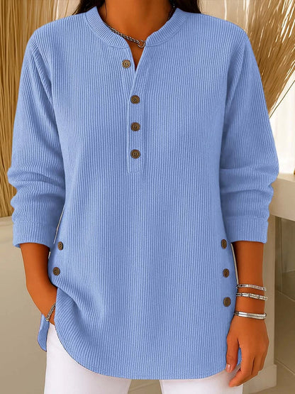 🔥🎉【S-4XL】Damski sweter casualowy z szerokim splotem, długimi rękawami i okrągłym dekoltem, w jednolitym kolorze