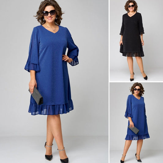 🔥✨️【S-5XL】⛄💃2025 Нова модна, висококачествена, елегантна и удобна едноцветна рокля