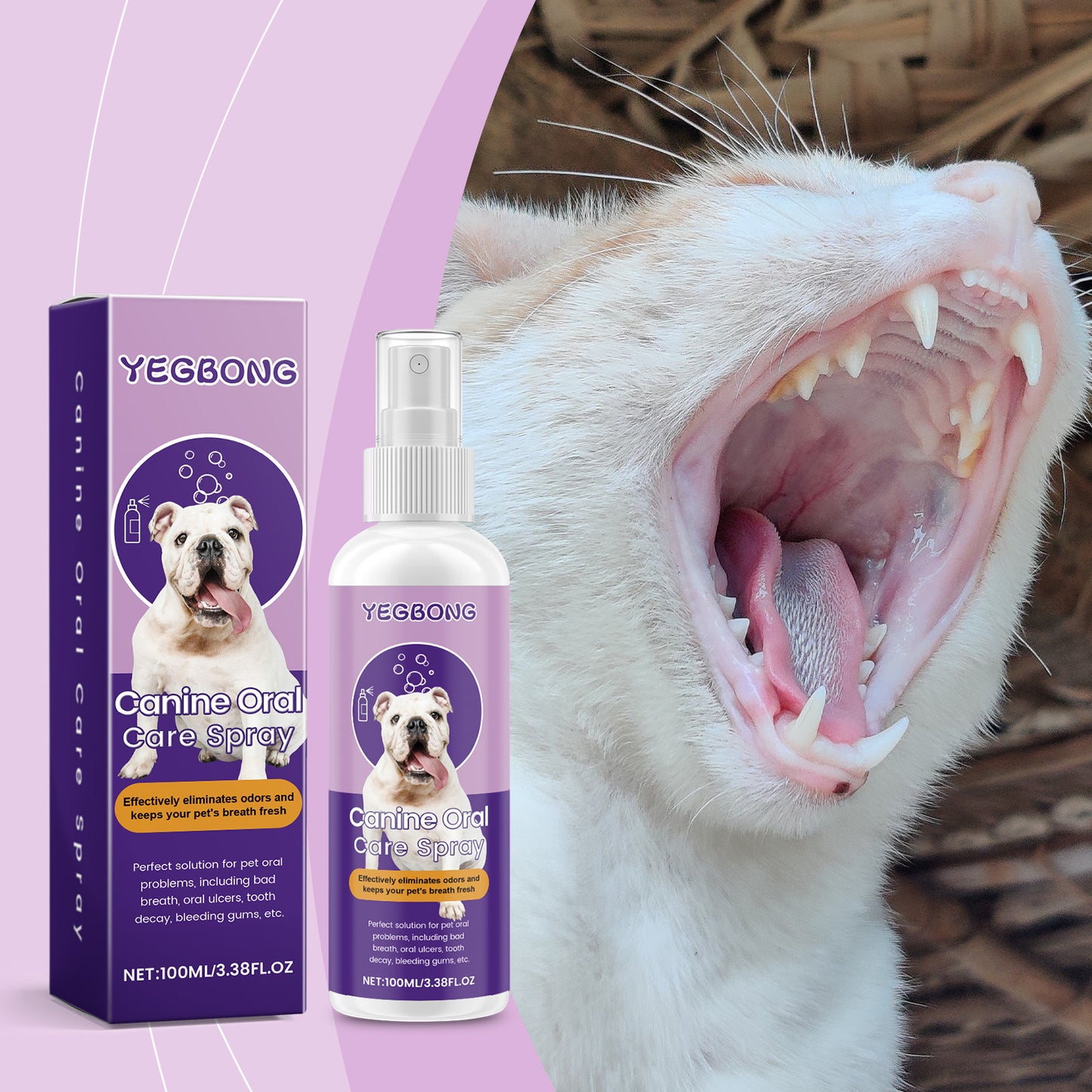 🐶🐱【Sigur și prietenos🔥】【Cumpără unul, primești unul gratuit🔥】Spray deodorant pentru curățarea dinților câinilor și pisicilor🐾 