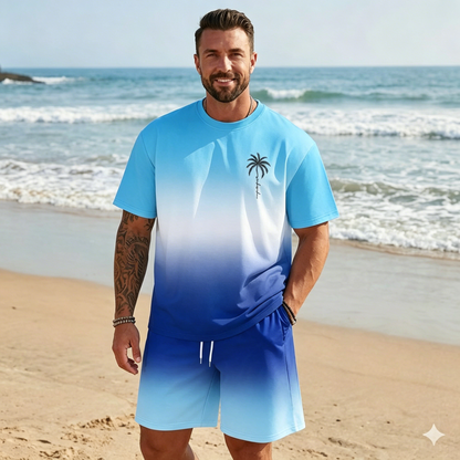😎🌴【S-5XL】Nuevo traje de verano para hombre, camiseta estampada y pantalones cortos, corte holgado e informal.