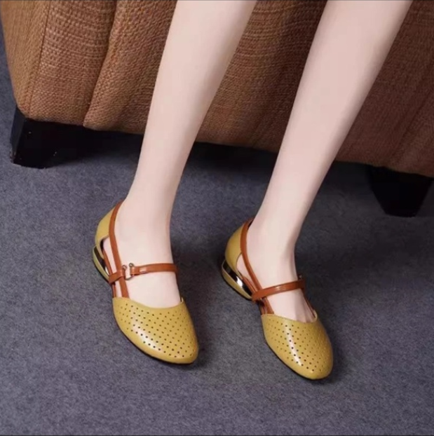 🔥🌴【Lichidare de vară】【35-42】Sandale de damă noi de vară 2025, elegante, din piele naturală, toc jos, talpă moale 