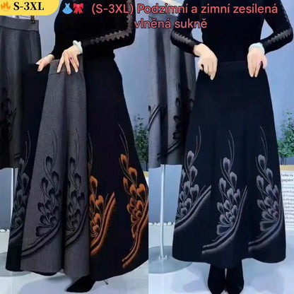 👗🎀【Speciální nabídka🔥】【S-3XL】Retro elegantní podzimní/zimní silná vlněná sukně, midi sukně