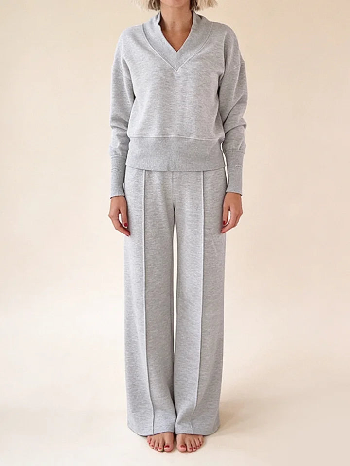 ✨🥰【M-5XL】Нов дамски комплект костюм | Плетена блуза с дълъг ръкав от две части