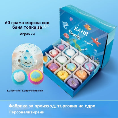 ✨🛀【Опаковка от 12 броя🔥】Топки сол за вана с форма на морски животни, подходящи за деца.