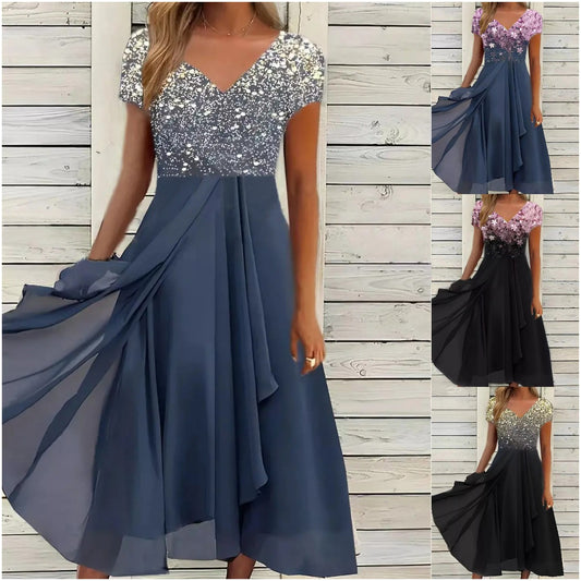 🌈👗【Produs nou de vară】【S-5XL】Rochie din șifon - moale și prietenoasă cu pielea, arătând un temperament la modă 