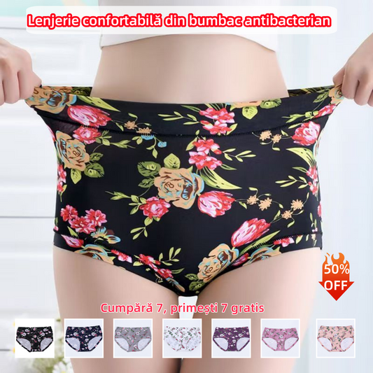 😍【Pachet de 7】✨💕【50-140KG】Lenjerie intimă confortabilă, antibacteriană, din bumbac, imprimeuri noi