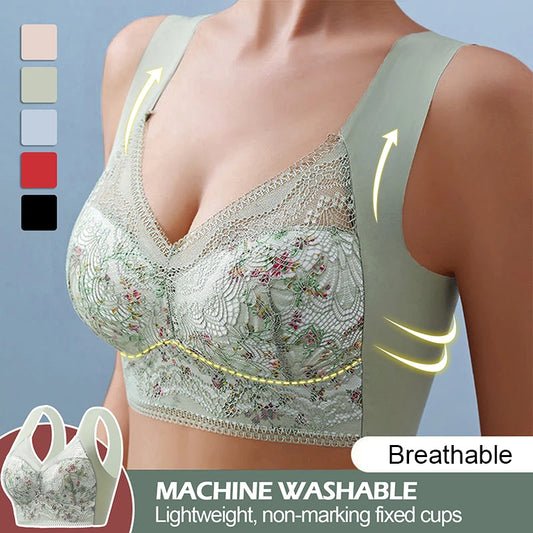 💕🎁【40kg-100kg】Sujetador con estampado de seda helada, transpirable y cómodo
