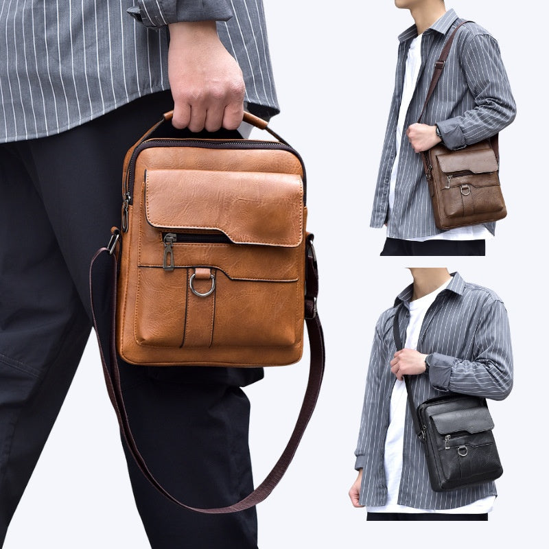 🔥45% отстъпка 👜 Модерна и ежедневна мъжка кожена чанта с голям капацитет