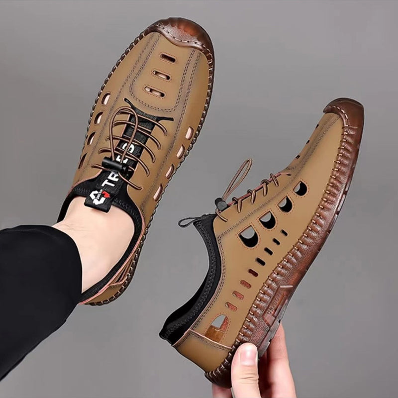 🔥Cantidad limitada🔥✨【Tallas 39-44】Zapatos casuales para hombre con suela hueca, transpirables y antideslizantes de cuero genuino.